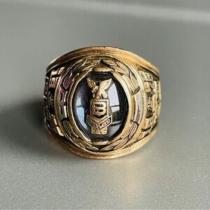 Vintage 10K Gold Brookwood 1976 Class Ring W/ Black Onyx Or Hematite HER…